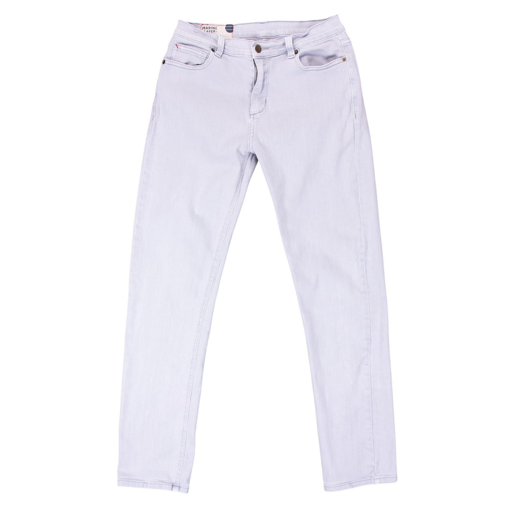 Marine Layer Mens Slim Straight Jeans‎ Gray White Wash 30x31 Style 13505